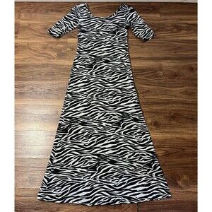 DG Zebra Print Dress Black White Junior Women Size Medium Flowy Loose Fit Cotton